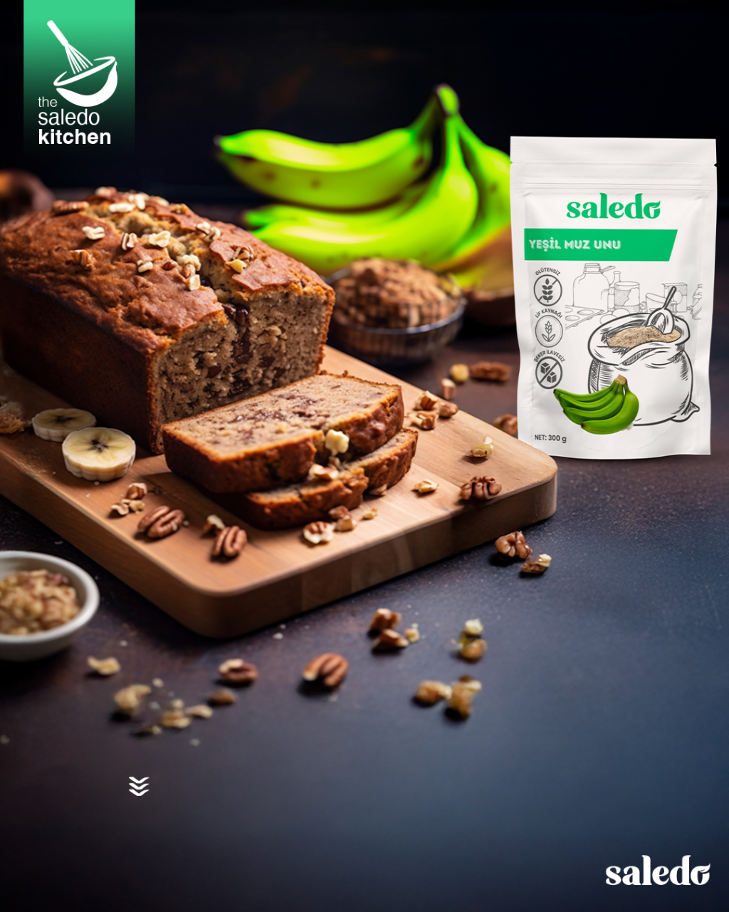 Yeşil Muz Unlu Hafif ve Lezzetli Banana Bread 